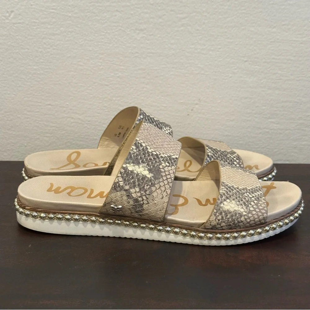 Sam Edelman Size 8.5 Chunky Flatform Open Toe Slide Snakeskin Strappy Sandal - Picture 5 of 16